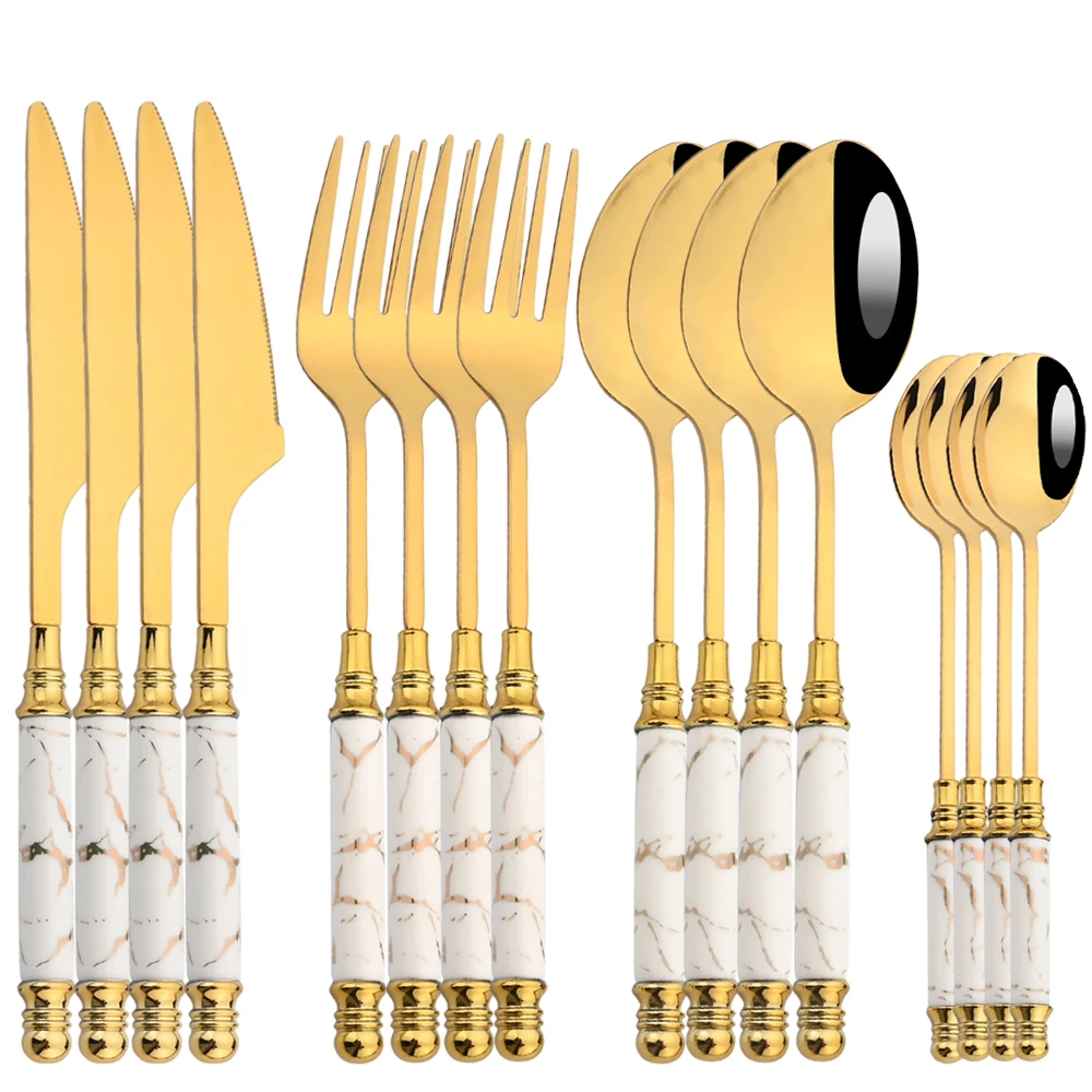 Gold Plated Cutlery - 16 Buah Set Peralatan Makan Set