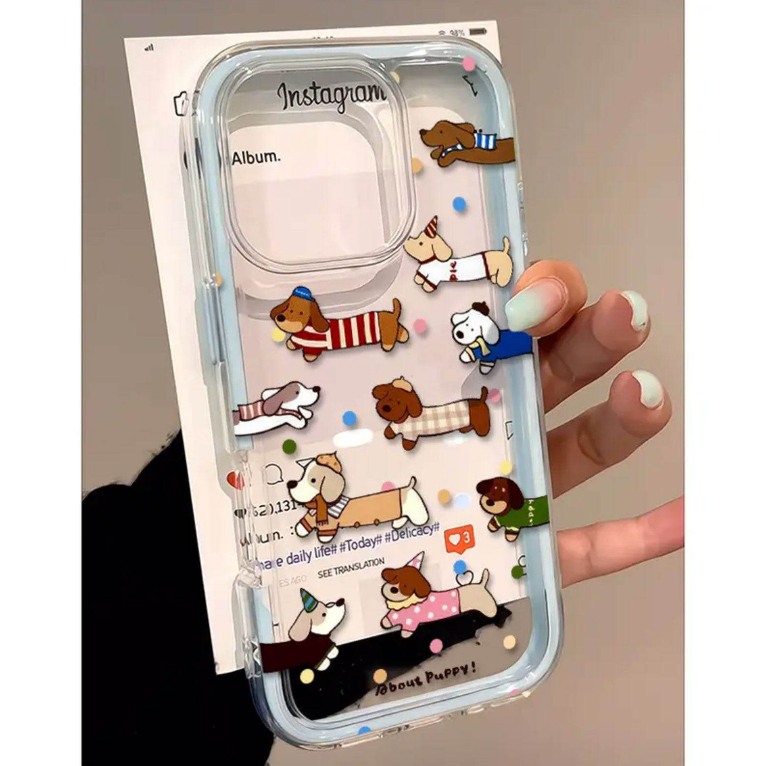 Samsung Galaxy A55 - Casing Transparan 2in1 Motif Anjing Sosis