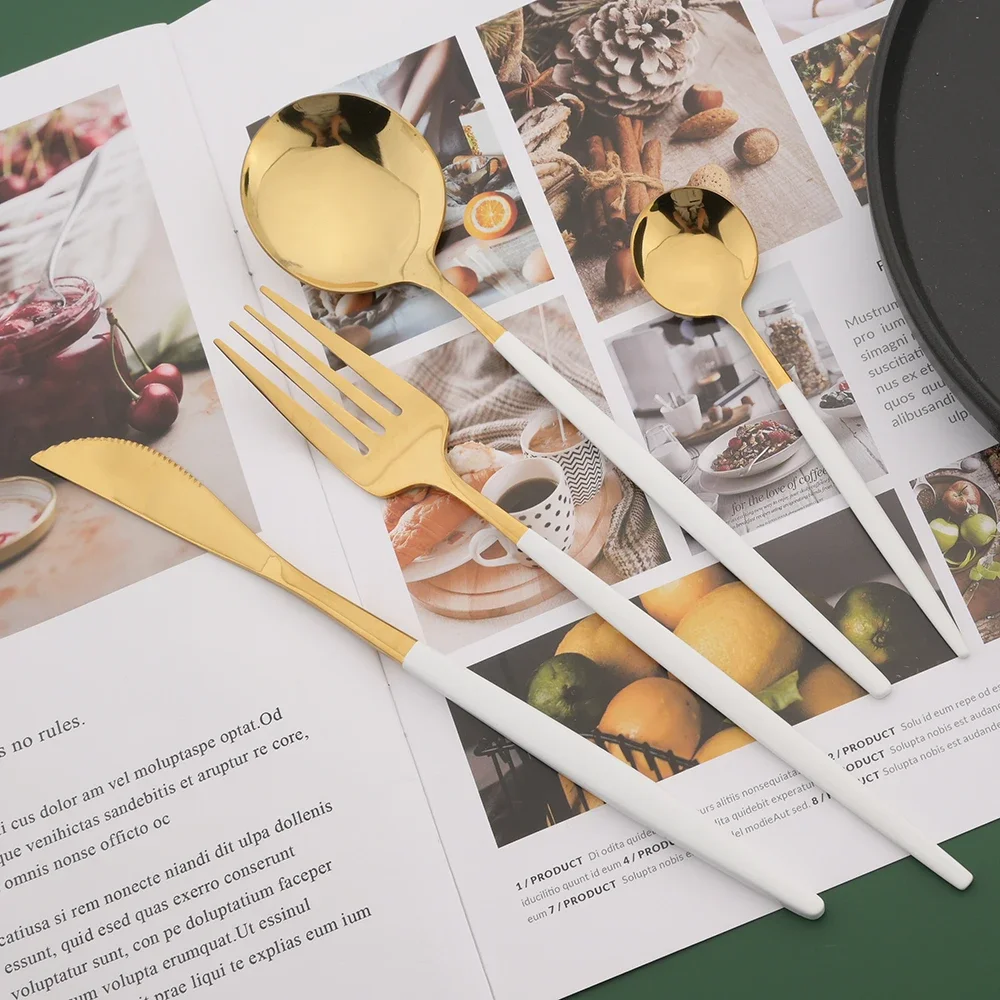 16/24/32/48 Buah Set Peralatan - Gold Plated Cutlery ulasan dan harga