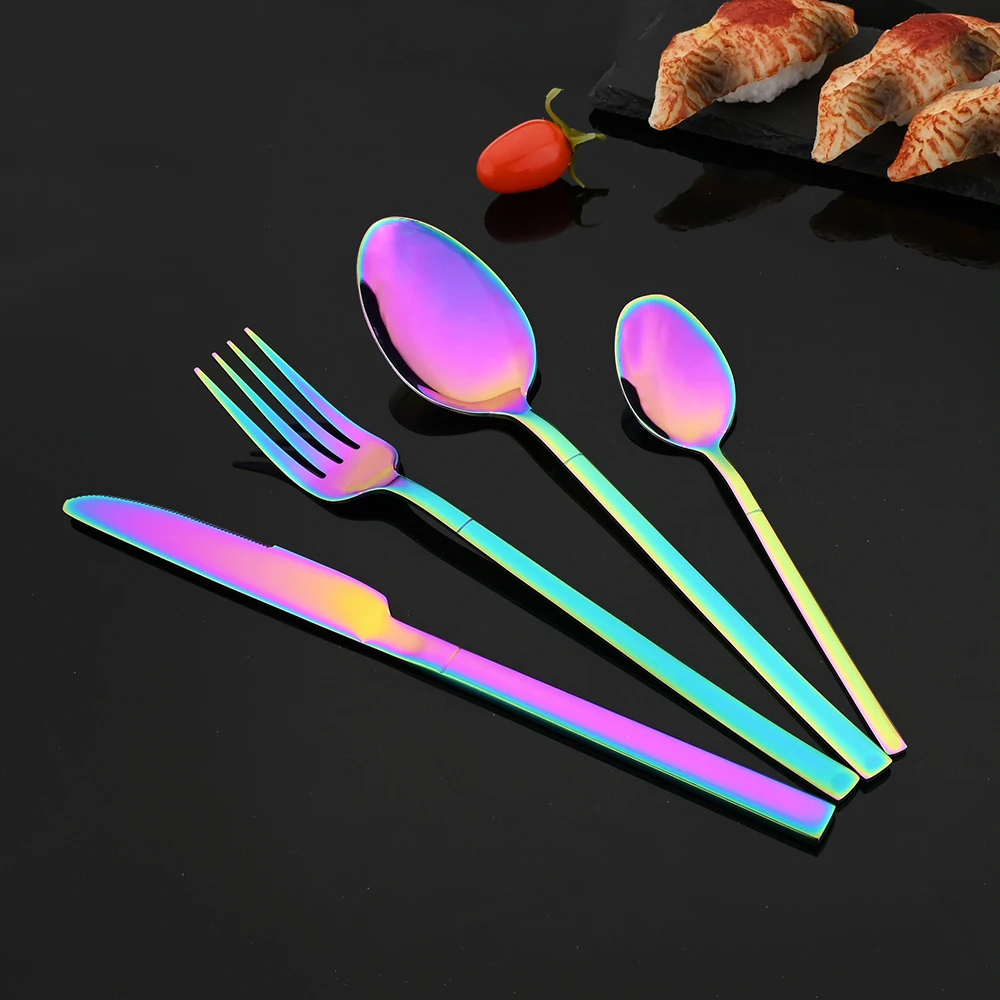 16 Buah Set Peralatan Makan Em - Gold Plated Cutlery ulasan dan harga