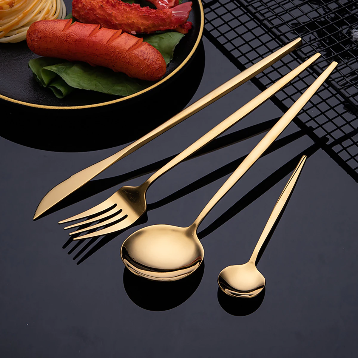 Alat makan Stainless Steel ema - Gold Plated Cutlery ulasan dan harga