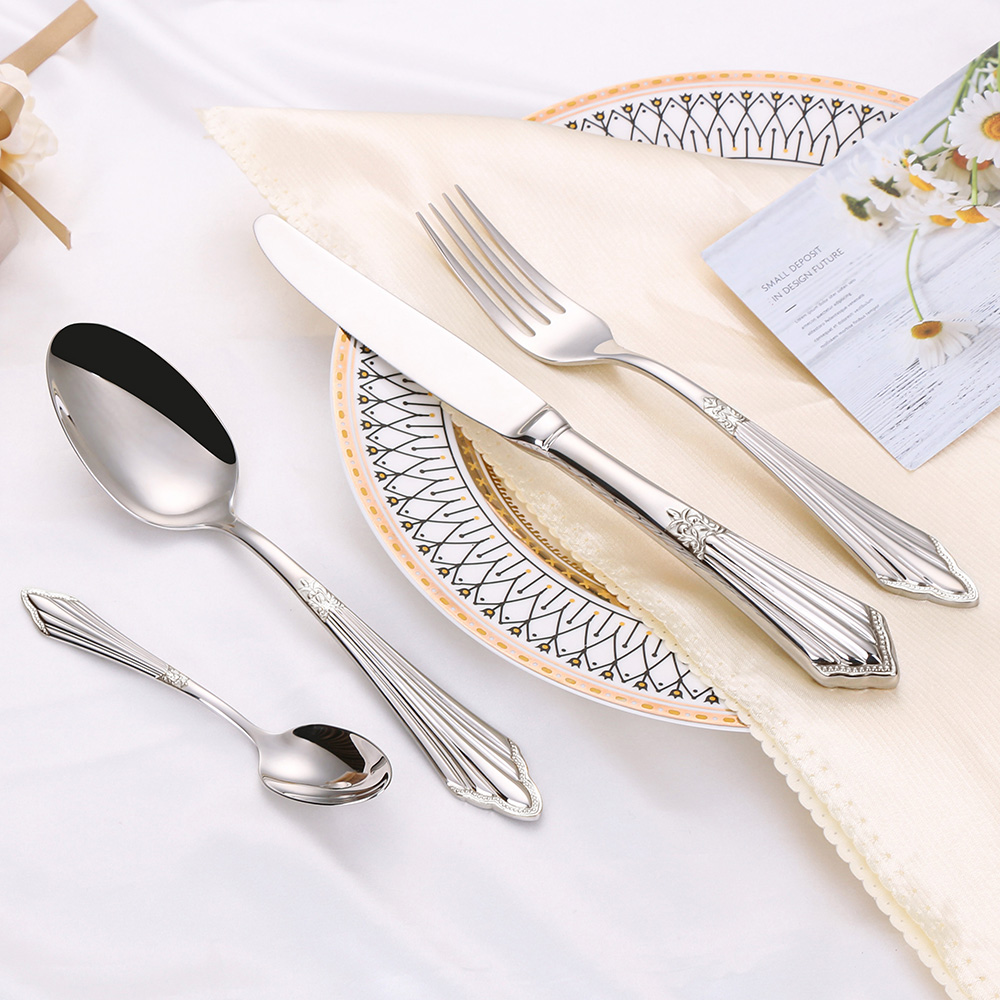 4/8/12/16/20 Buah Peralatan Ma - Gold Plated Cutlery ulasan dan harga